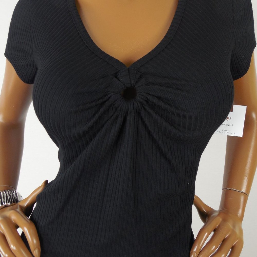 ORIGINALITY L NWT SEXY Black O-Ring Shirt - Picture 2 of 10